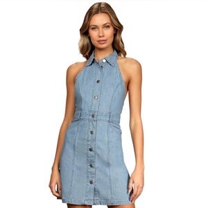Free People Women's Sami Denim Mini Dress Bali Blue size S